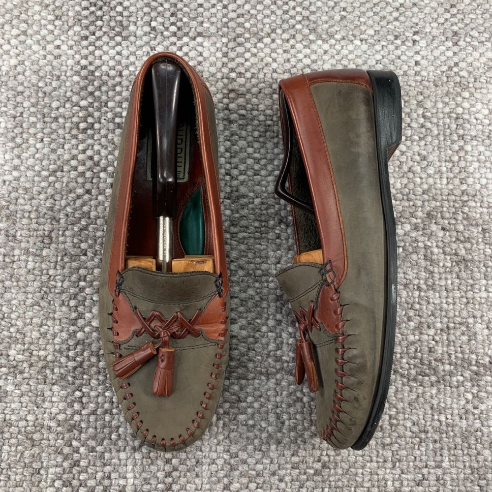 J. Murphy Johnston & Murphy Loafers Mens 10.5M Olive Brown Tassel Moccasin Shoes